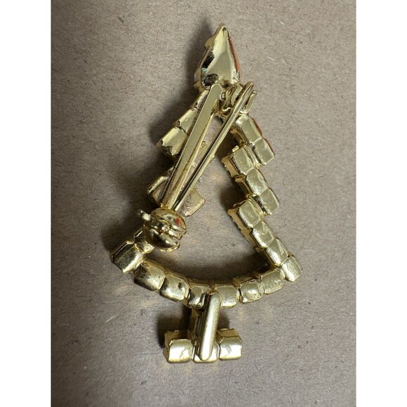 Goldtone Green And Clear Christmas Tree Pin/brooch - Picture 6 of 7